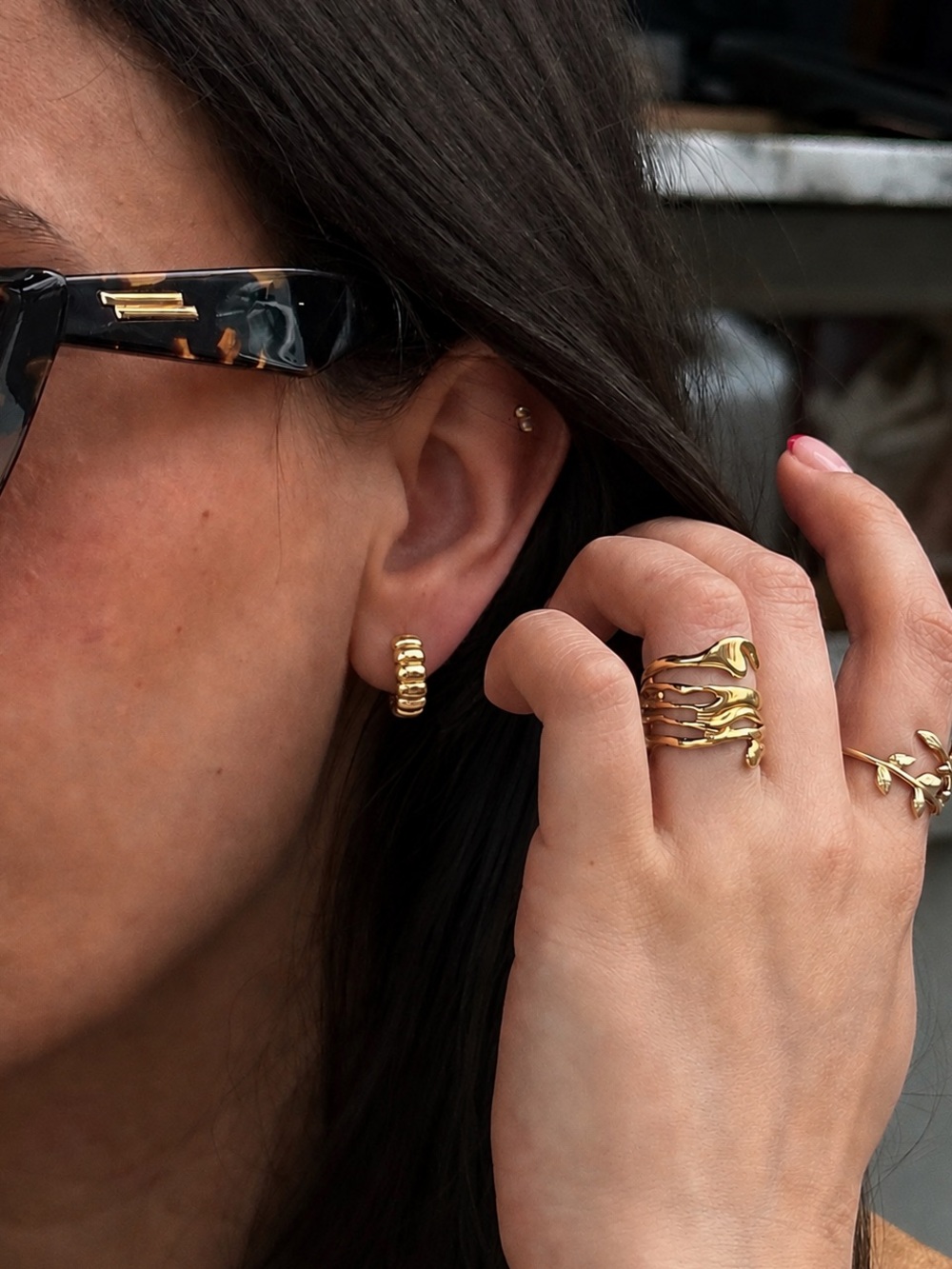 14K Gold Vermeil Sterling Silver Bubble Huggie Hoop Earrings | S925 | Ribbed